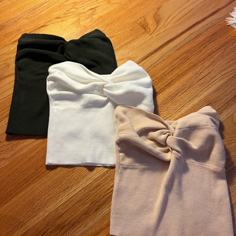 Set of Three Knotted Headbands - Black, White, and Tan